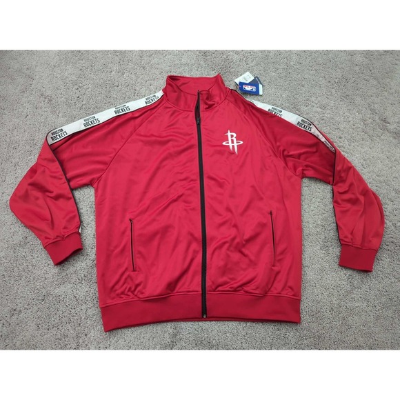 Houston Rockets Jacket Mens 3XT TALL Full Zip Track Athletic NBA Fanatics‎ Red